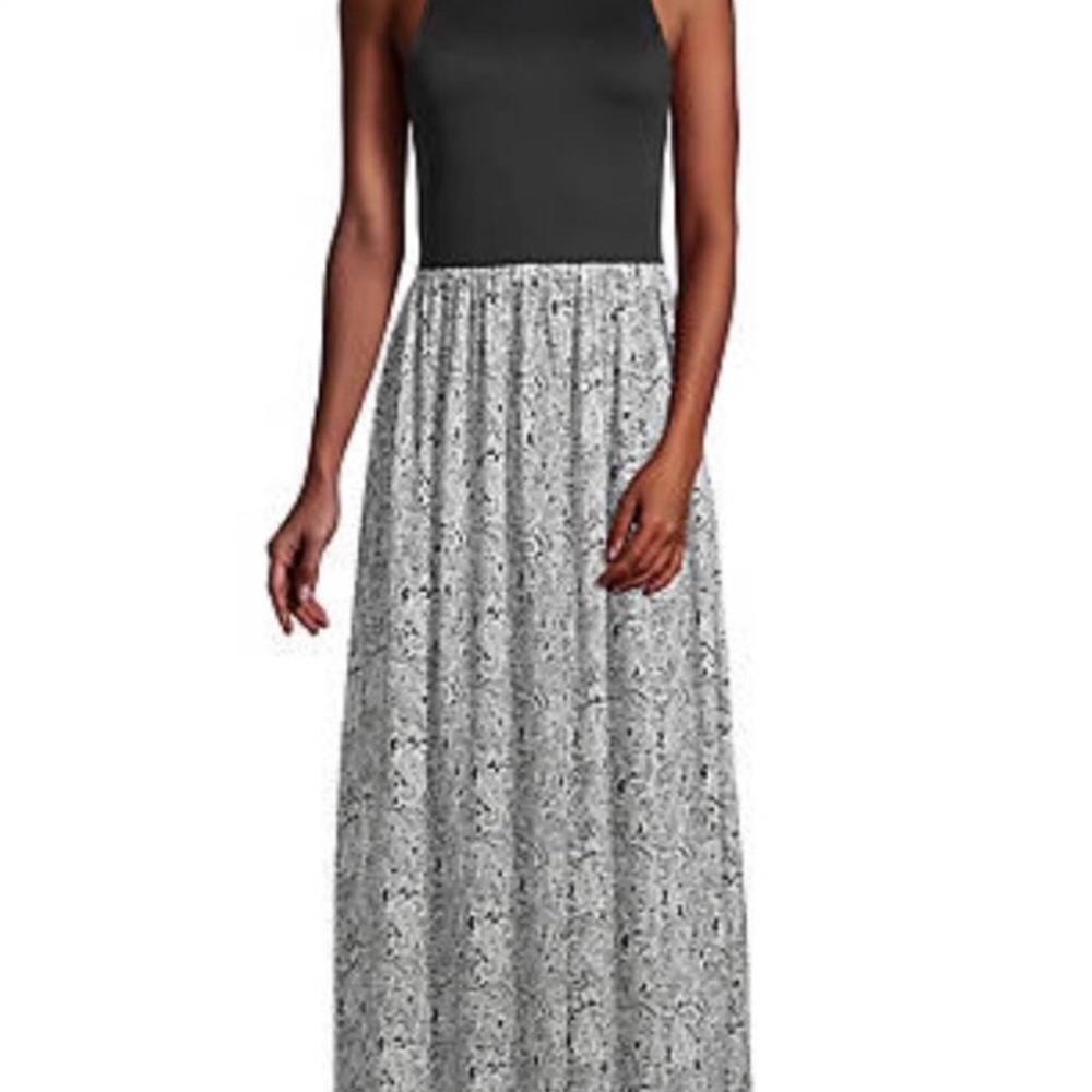 Loft Black White Paisley T Back Maxi Dress MP